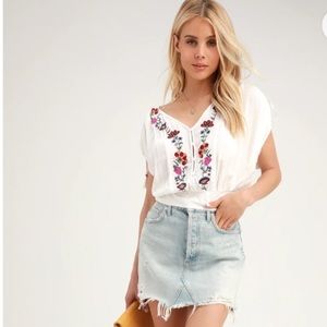 NEW BOHO Band of gypsies Puerto Rico Embroidered Crop Top Blouse size XS